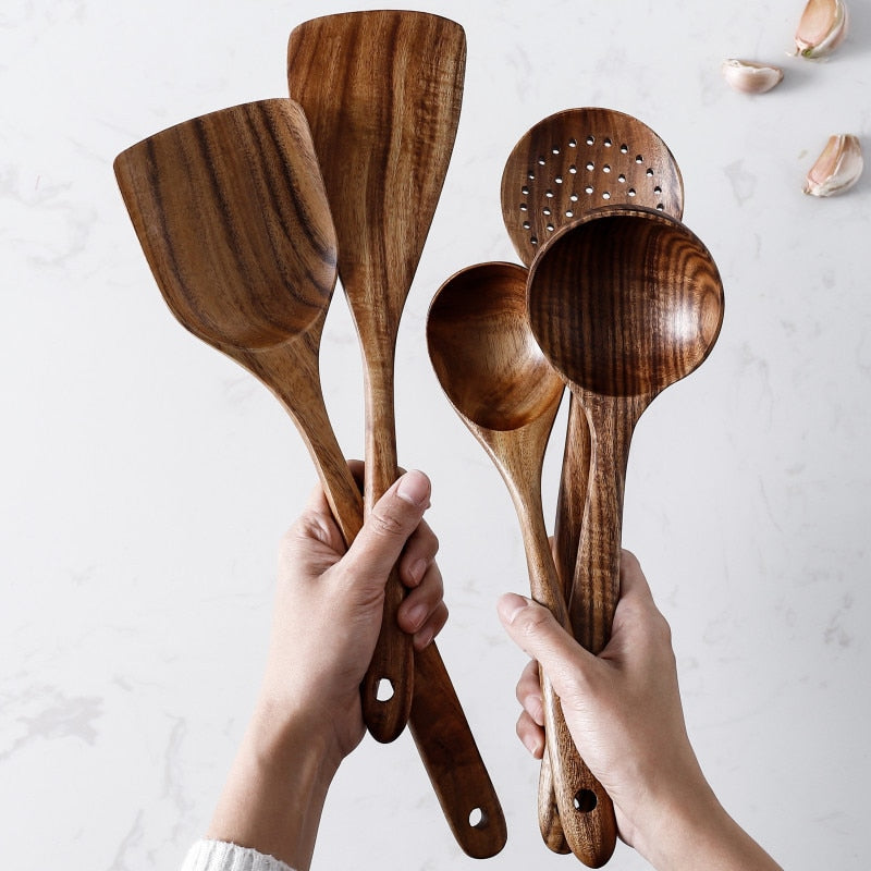 Natural Teak Kitchen Utensils Set
