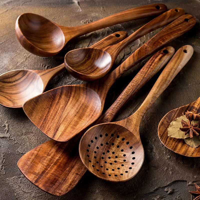 Natural Teak Kitchen Utensils Set