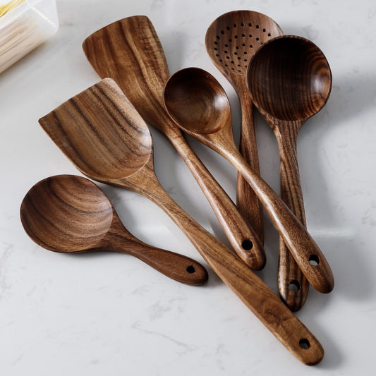 Natural Teak Kitchen Utensils Set