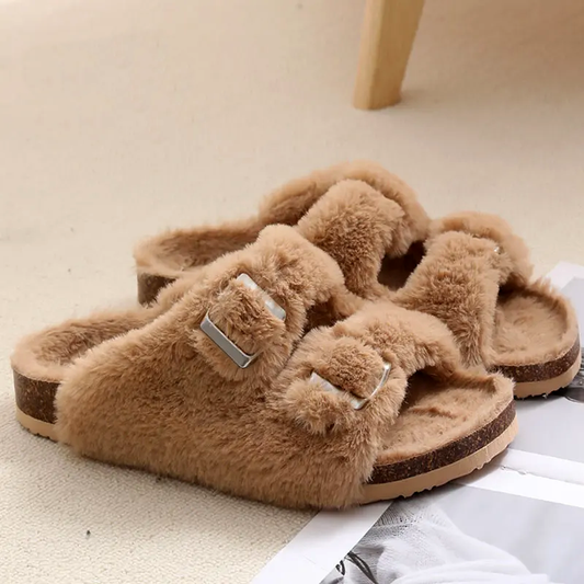 Fluffy Shearling Sandals